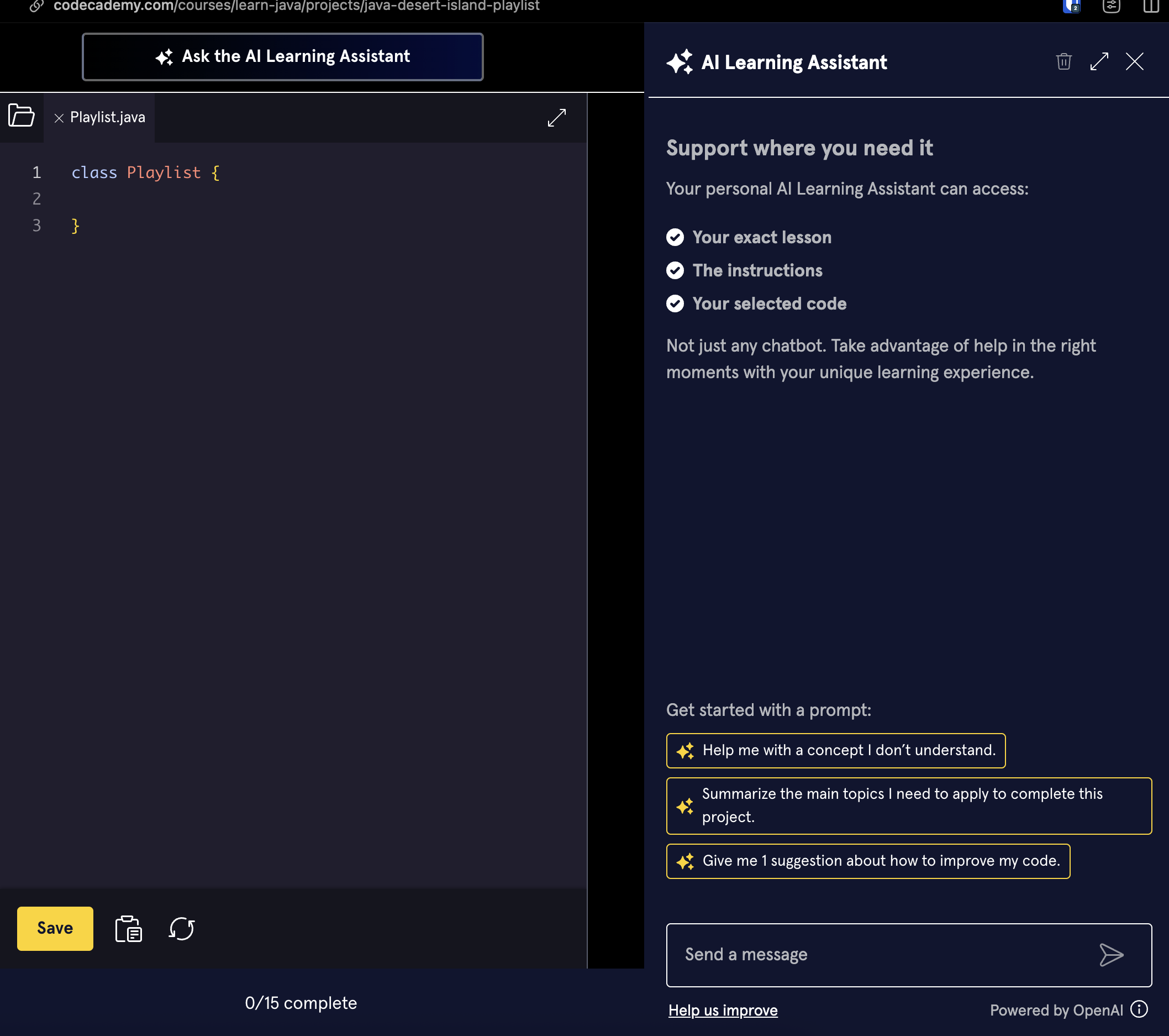 AI Learning Assistant product screenshot